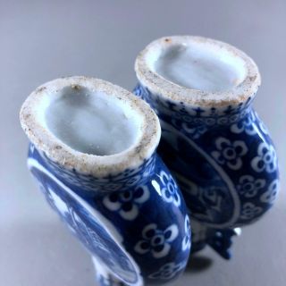 Pair antique Chinese porcelain MOON VASES 19th century Blue & White 6