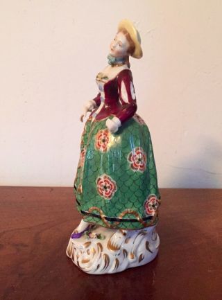 Antique Porcelain Derby Type Figure 18th century Country Lady German French 7