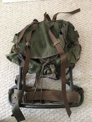 Vintage Vietnam 1966 Complete Rucksack With Lightweight Frame With Care Guide