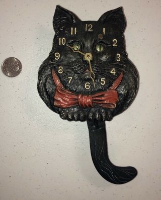 Vintage Lux " Cat " Clock With Moving Eyes And Tail Estate Find