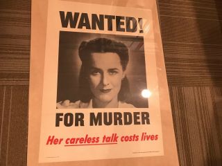 Wanted For Murder Her Careless Talk Costs Lives WWII 1944 Poster War 3
