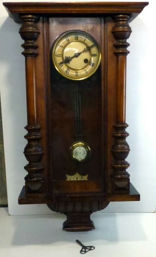 Antique Kienzle Coil Chime Pendulum Wall Clock - Key Wind Mechanism