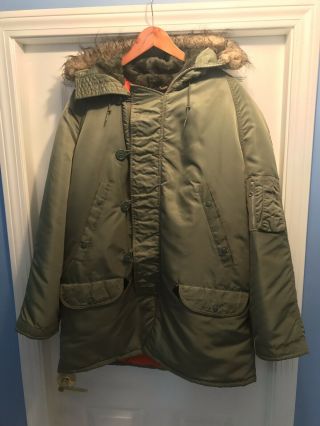 Vintage Us Military N3b N - 3b Cold Weather Arctic Parka Xl No Rips/holes/fraying