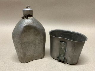 Vintage Early Wwii Ww2 U.  S.  1942 Water Canteen And Canteen Cup Airborne