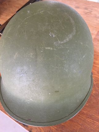 Vietnam Era US Helmet with Rare Paratrooper Liner w/ Impact Pad Chin Straps EXC 10