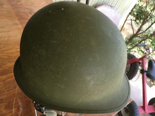 Vietnam Era US Helmet with Rare Paratrooper Liner w/ Impact Pad Chin Straps EXC 11