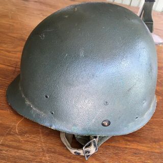 Vietnam Era US Helmet with Rare Paratrooper Liner w/ Impact Pad Chin Straps EXC 12