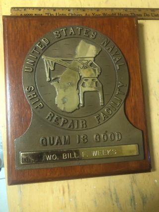 United States Naval Ship Repair Facility Guam Is Good Solid Brass Ship Plaque