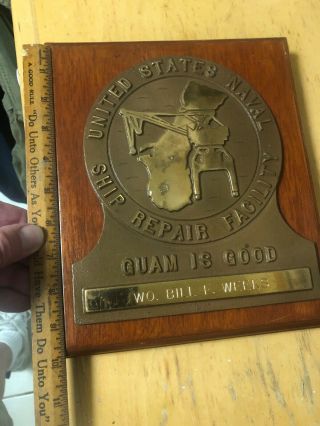 United States Naval Ship Repair Facility Guam Is Good Solid Brass Ship Plaque 2