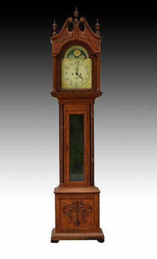 ANTIQUE TALL CASE GRANDFATHER CLOCK 5