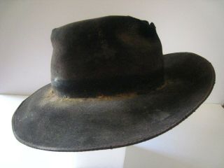 Vintage Civil War Era Black Slouch Hat.  3