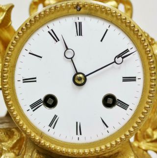 Antique French 8 Day Striking Gilt Metal Mantel Clock Under Glass Dome 9