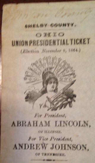 1864 Civil War Abraham Lincoln Vinton Co. ,  Ohio,  Presidential Ballot 5 2