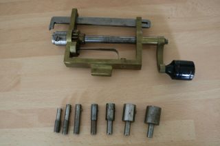 Old Brass Clock Mainspring Winder,  With 7 Arbors