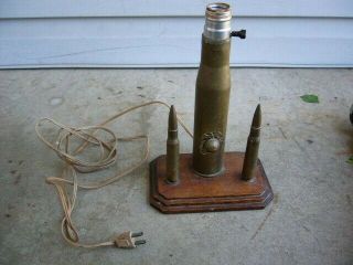 Vintage United States Marines Military Trench Art Lamp 10