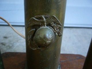 Vintage United States Marines Military Trench Art Lamp 6