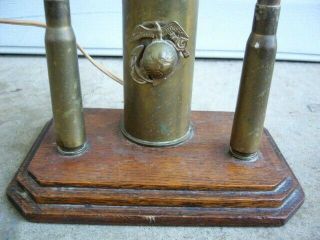 Vintage United States Marines Military Trench Art Lamp 7