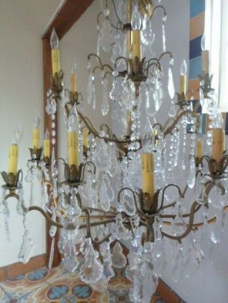 Large Italian Crystal Chandelier likely 1050 ' s Vintage 2