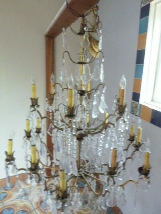 Large Italian Crystal Chandelier likely 1050 ' s Vintage 4