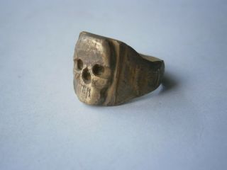 SKULL Ring SPECIAL Force SHOCK Troops Military WW2 wwII or WW1 wwI BRONZE Trench 12