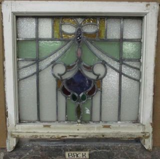 EDWARDIAN ENGLISH LEADED STAINED GLASS SASH WINDOW Colorful Swag 21.  5 