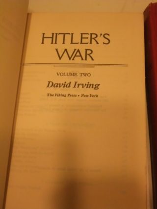 Hitler’s War David Irving Volumes 1 & 2 Hardcover Dust Jacket 1977 Viking 1st Ed 2