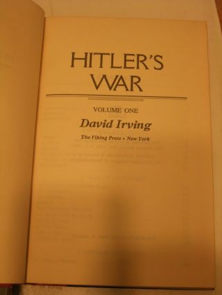 Hitler’s War David Irving Volumes 1 & 2 Hardcover Dust Jacket 1977 Viking 1st Ed 3