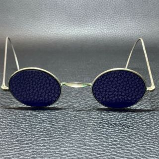 ca.  1800 ' s Victorian Era Antique Cobalt Blue Retro Sun Glasses Round Spectacles 5