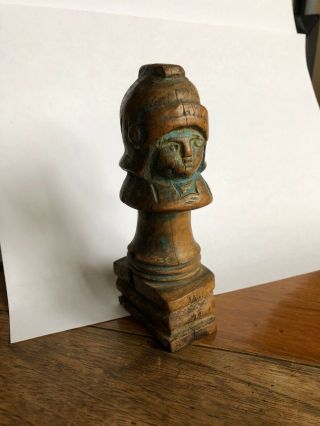 Antique Primitive French 18th Century Carved Chess Pawn,  Orig.  Paint,  Folk Art