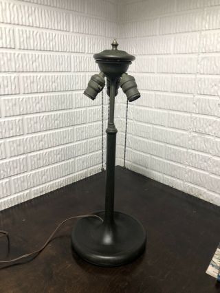 Unique Art Glass & Metal Co Leaded Lamp Base 3 Socket Handel Tiffany