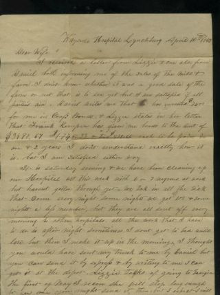 Civil War 1863 Confederate Doctor Ewing Letter Lynchburg Va Wayside Hospital