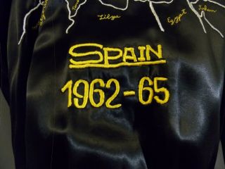 1962 - 65 USAF SPAIN Europe US MILITARY Embroidered Satin BOMBER JACKET 