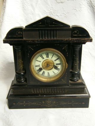 Antique - H.  A.  C - Ornate Corinthian Style 8 Day Pendulum Mantle Clock - Gwo - Circa 1900