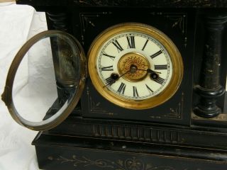 Antique - H.  A.  C - Ornate Corinthian Style 8 Day Pendulum Mantle Clock - GWO - circa 1900 2