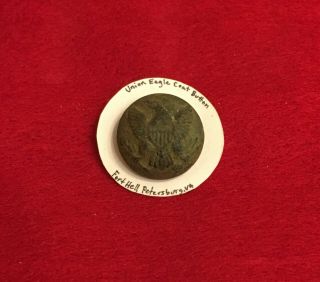 Civil War Union Eagle Coat Button Dug Relic From Fort Hell Siege Of Petersburg