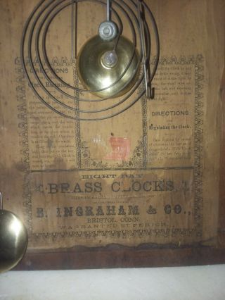 Elegant E.  Ingraham Doric Mantle Shelf Parlor Clock 5