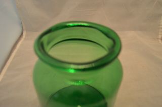 Blown Emerald Green Glass Apothecary Jar Canister with Ground Glass Lid 10