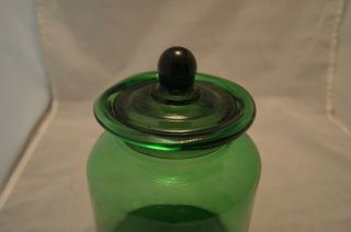 Blown Emerald Green Glass Apothecary Jar Canister with Ground Glass Lid 12