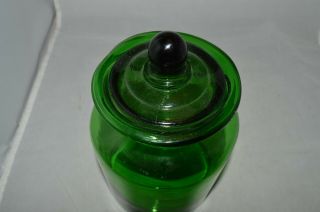 Blown Emerald Green Glass Apothecary Jar Canister with Ground Glass Lid 6