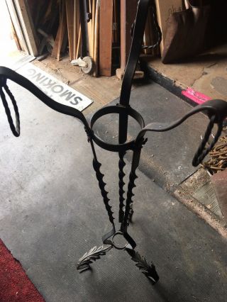 Antique Wrought Iron Floral Style Standing Plant Stand.  Classical