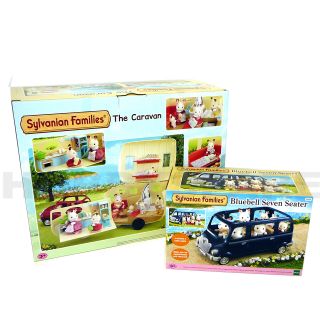 SYLVANIAN FAMILIES CARAVAN,  BLUEBELL SEVEN SEATER BUS COMBO SET 5045 4699 6