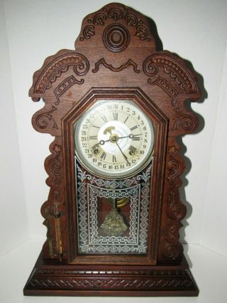 Antique Ansonia Calendar Kitchen Clock 8 - Day,  Time And Strike
