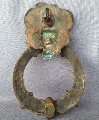 Big antique french door knocker bronze fawn head 19th century castle mansion 3