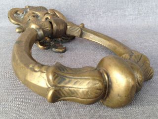 Big antique french door knocker bronze fawn head 19th century castle mansion 4