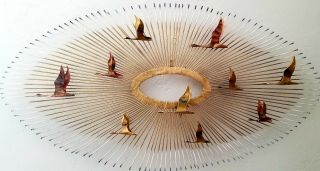 C.  Jere Wall Hanging " Migration " Sunburst Sculpture Of Flying Geese