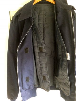 Vintage Official Us Coast Guard Blue Sports Jacket Removable Liner Epaulets 44l
