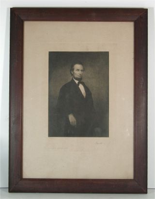 Ca1900 Abraham Lincoln Mezzotint Portrait Engraving By William Marshall