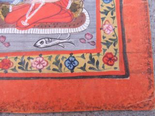 VISHNU LYING ON THE COILS OF THE SERPENT SHESHA ANTIQUE 19THC INDIAN PAINTING 8