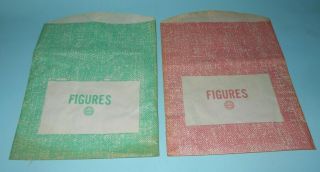 1960s Marx Play Set Paper Contents Bags Marked Figures X 2