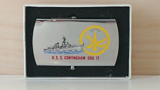 Vintage Zippo U.  S.  S.  Conygham DDG 17 Belt Buckle 3